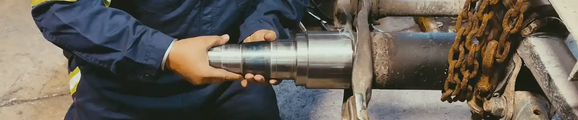 A technician installing a brand new spindle.