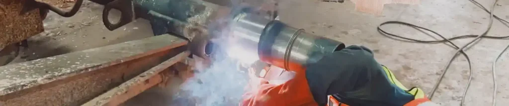 Trailer brake spider plate being serviced