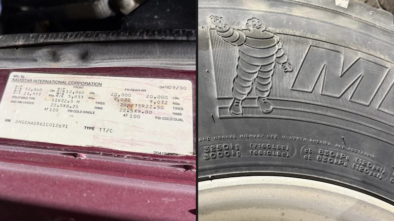 truck tire pressure door placard vs sidewall